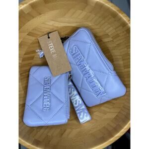 NWT STEVE MADDEN BROXXY QUILTED WRISTELT SET‎ OF 2  Violet WALLET BAG